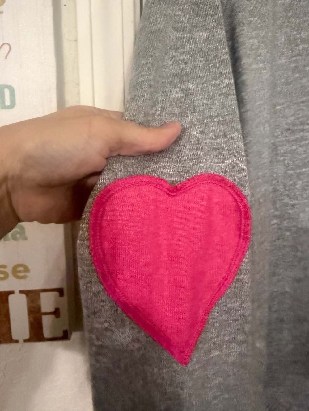 Maurices Haven Love Heart Patch Hoodie Gray Pink - Picture 2 of 6